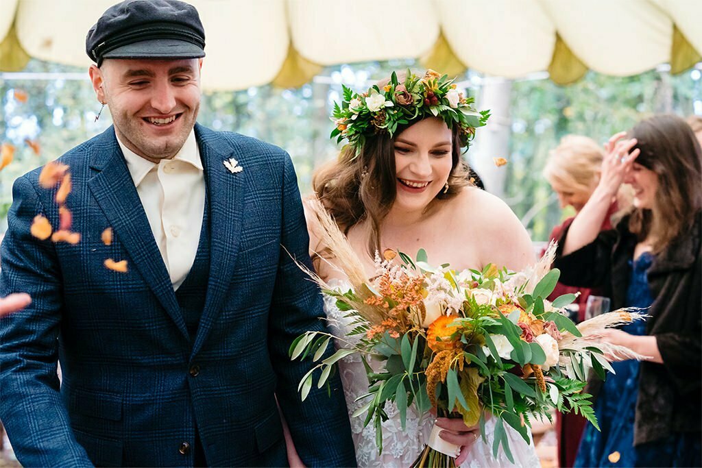 Wedding couple getting married at Cockley Wood Weddings